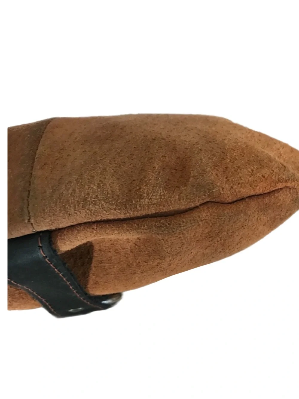 EL CEIBO HANDCRAFTED TAN SUEDE AND BLACK LEATHER CROSSBODY MESSENGER BAG